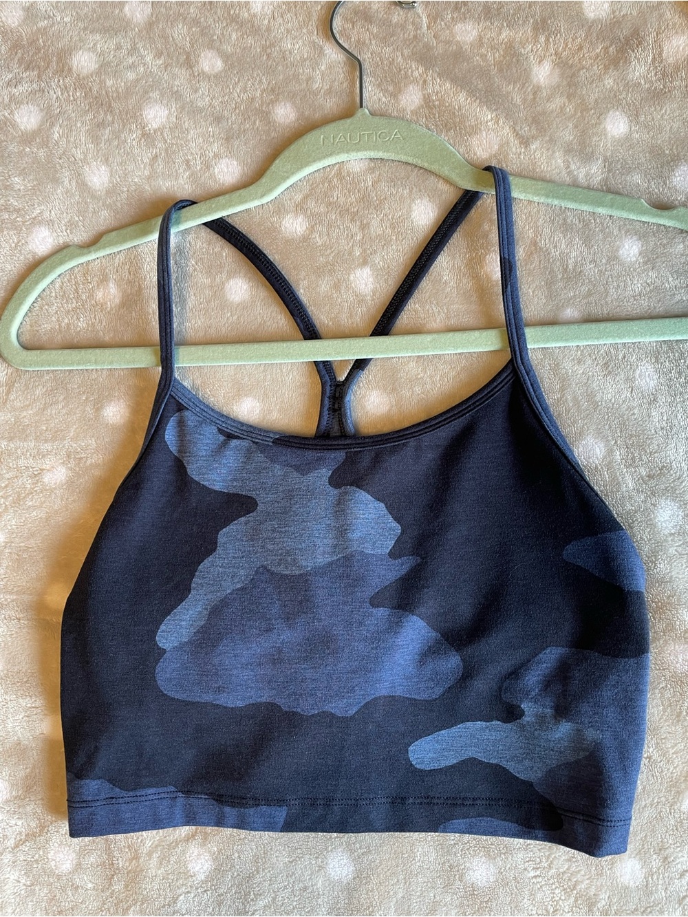 aerie Blue Camo High-Neck Crop Bralette